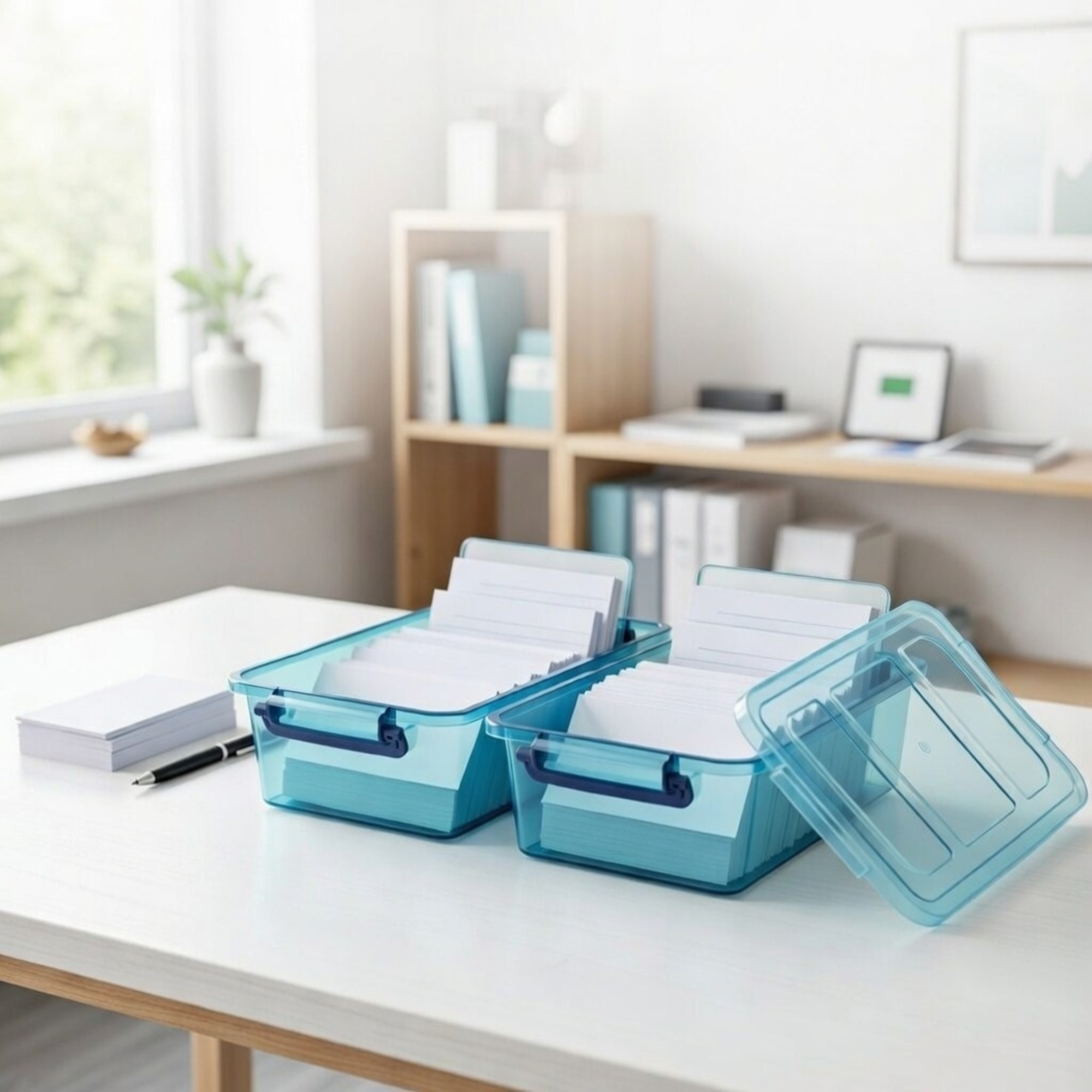 Card Index Box - 2'li Paket Şeffaf İndeks Kartı Tutucu,
