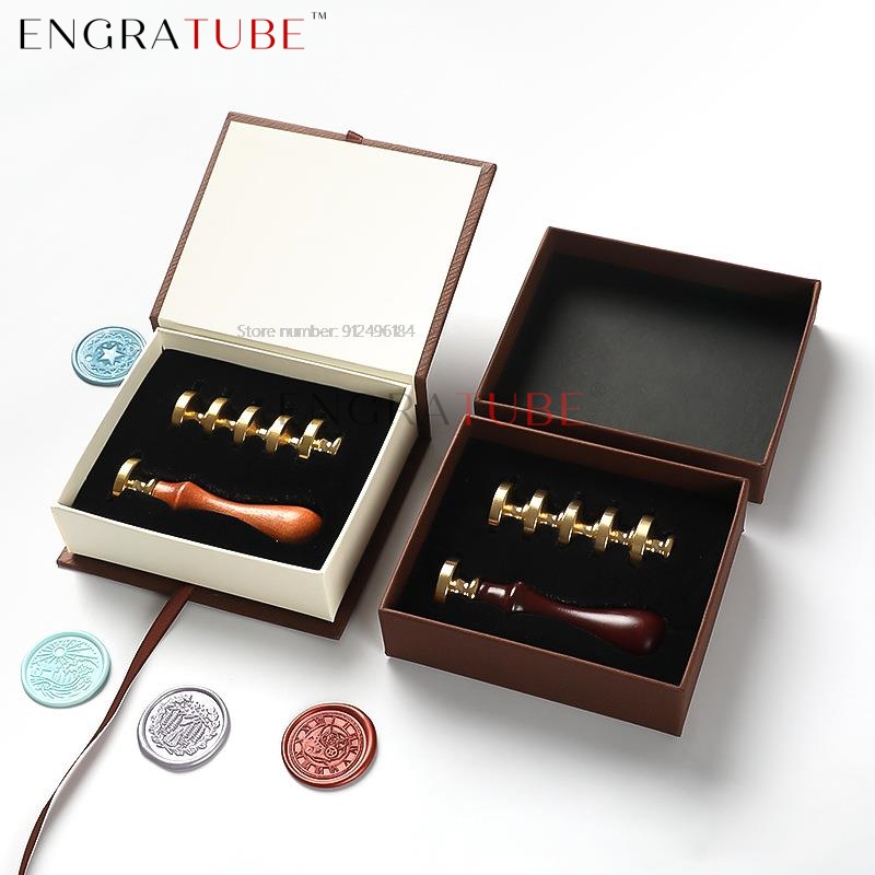 Wax Seal Stamp Set - 6 bakır mühür mumu damga kafaları