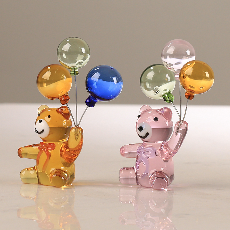 Paper Weight Crystal - Üç balon cam ayı Carft süs